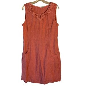 Lungo L’arno, Size Large, 100% linen dress in dusty rose color